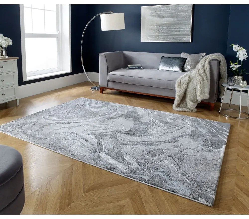Szürke-ezüstszínű szőnyeg 200x290 cm Marbled – Flair Rugs