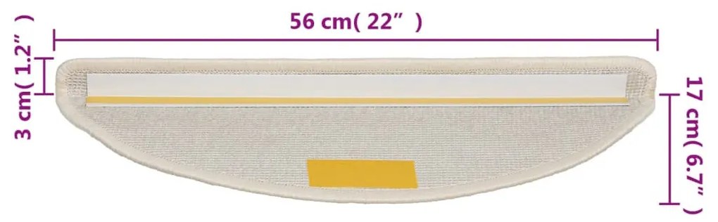 15 db fehér lépcsőszőnyeg 56 x 17 x 3 cm