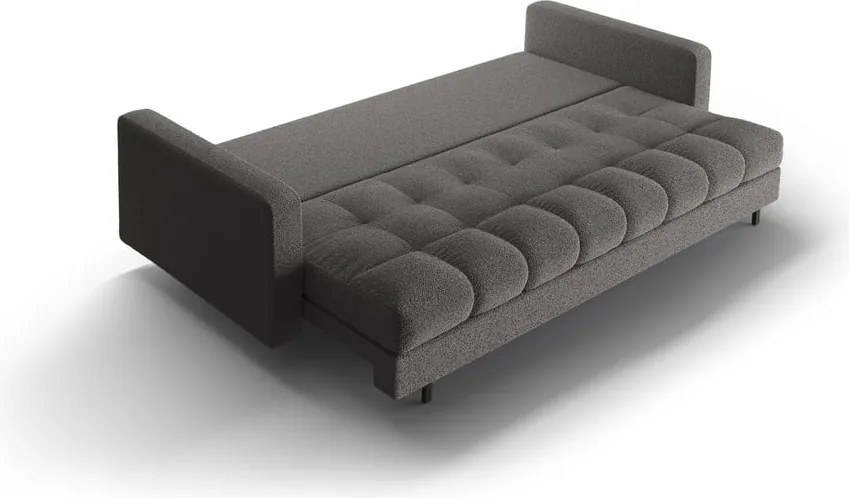 Sötétszürke buklé kinyitható tárolóhelyes kanapé 222 cm Bali – Cosmopolitan Design