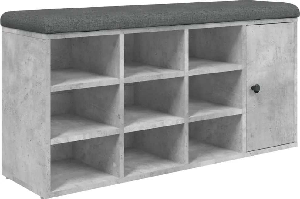 vidaXL betonszürke szerelt fa cipőtároló pad 102 x 32 x 50 cm
