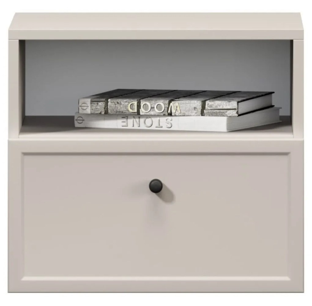 Lorini fali éjjeliszekrény 45 cm - kasmír / fekete fogantyú