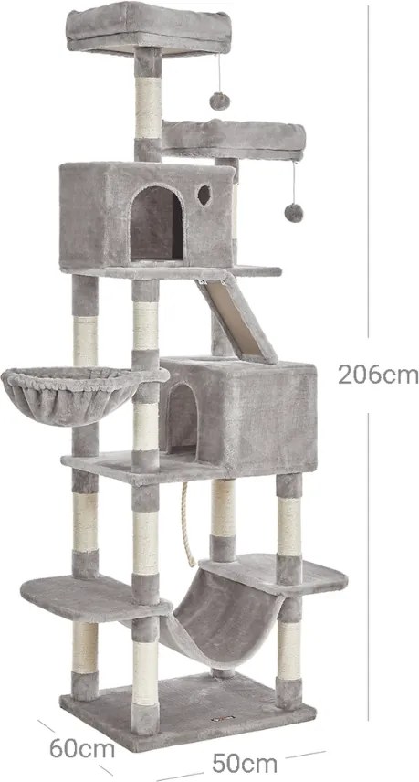 PANTHER macskafa, 60x50x206cm, szürke Feandrea