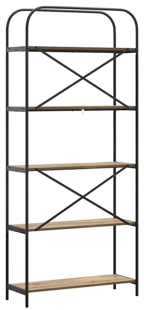 Könyvespolc kézműves tölgy 80 x 30 x 183 cm Faanyag