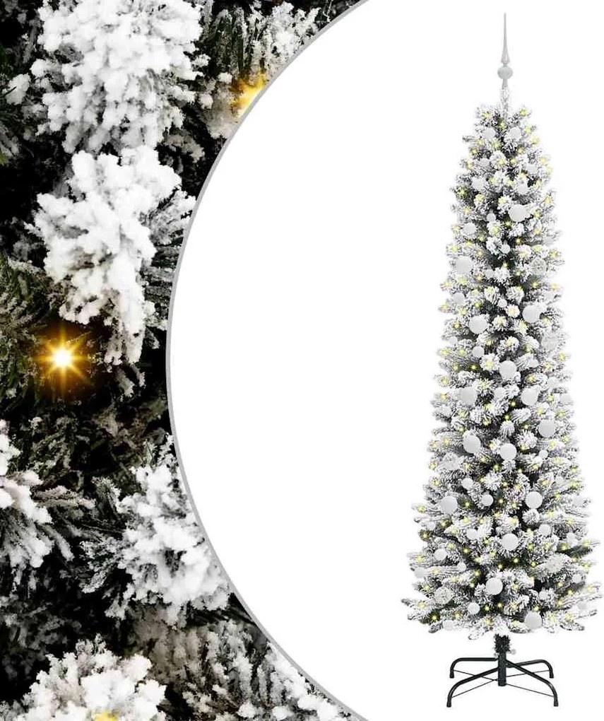 vidaXL Mű karácsonyfa 300 LED-del Fehér 210 cm PVC és Fém és Műanyag