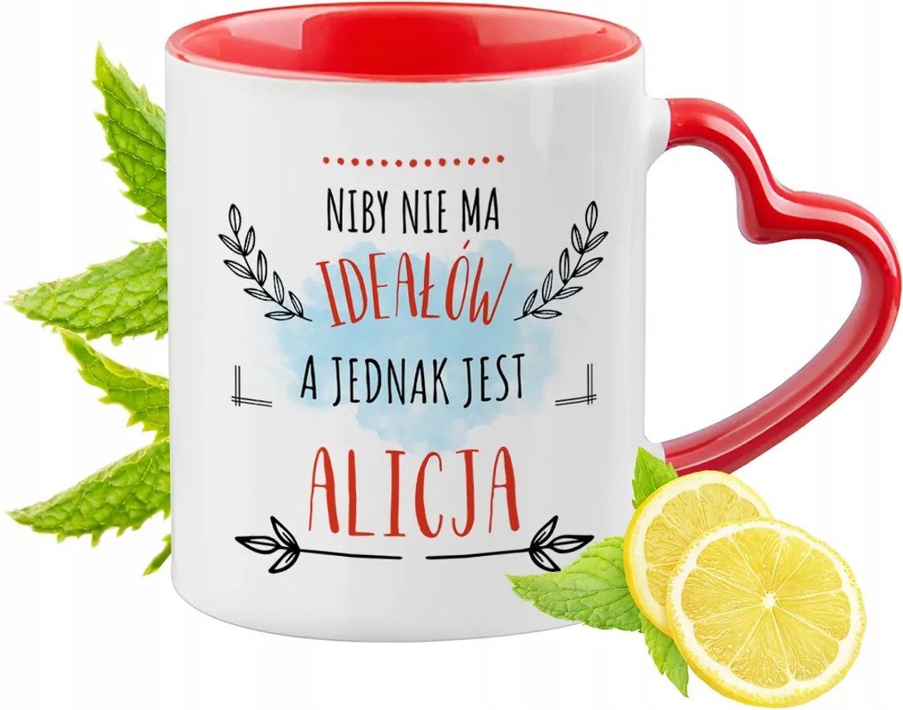 Alice Piros bögre szív alakú füllel Ajándék