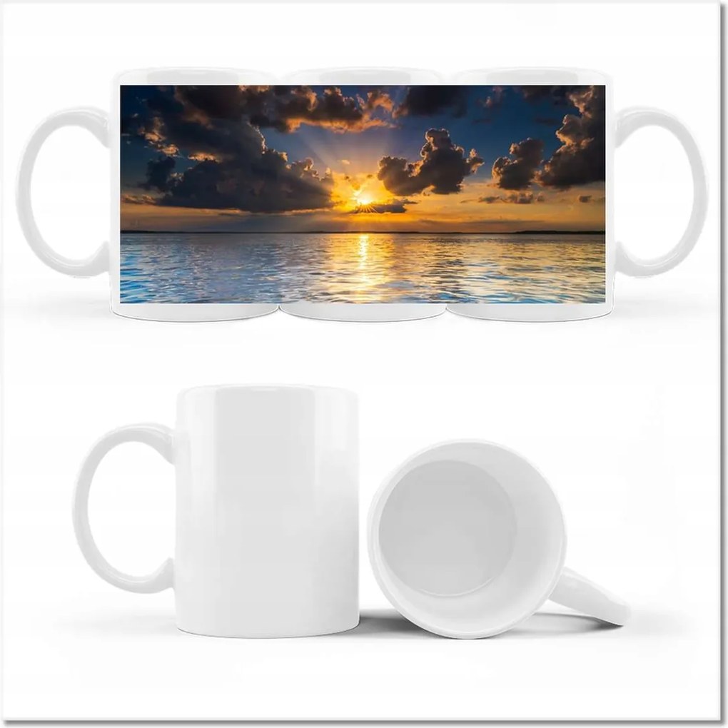 Nyomott mintás bögre Sziklák Tenger Napnyugta