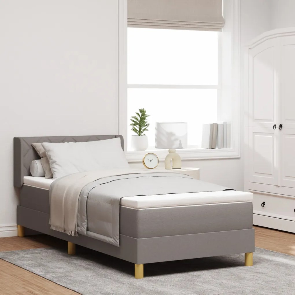 Boxspring ágy matraccal taupe színben, 90 x 200 cm Kárpit