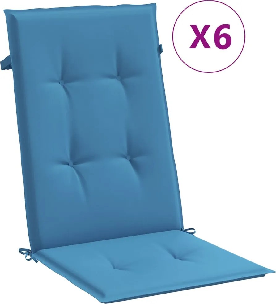 vidaXL 6 db melange kék szövet magas háttámlájú székpárna 120x50x4 cm