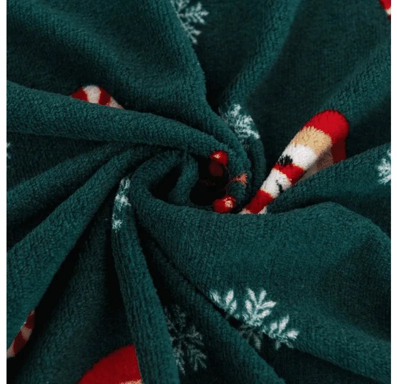 SNOWMAN AND GINGERBREAD 200x200 cm zöld mikroplüss lepedő