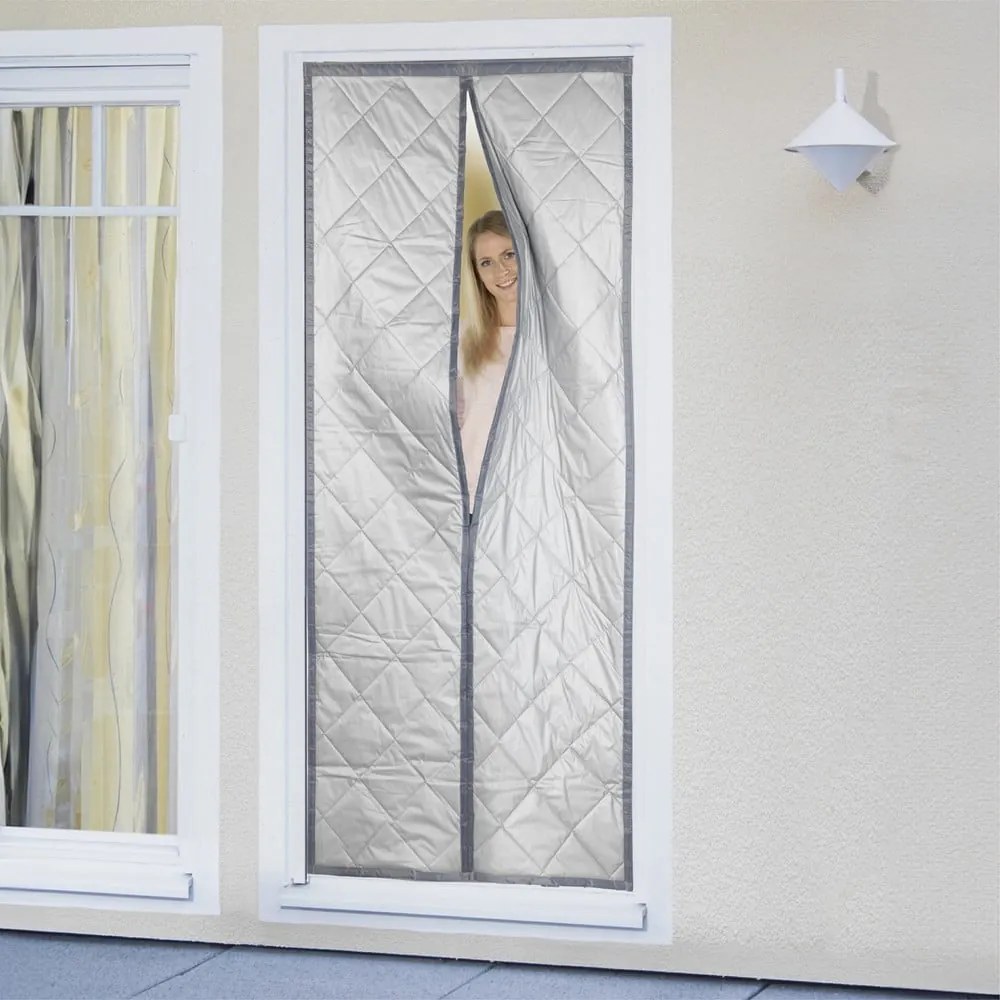 Szürke-ezüstszínű termo függöny ajtóra 80x200 cm – Maximex