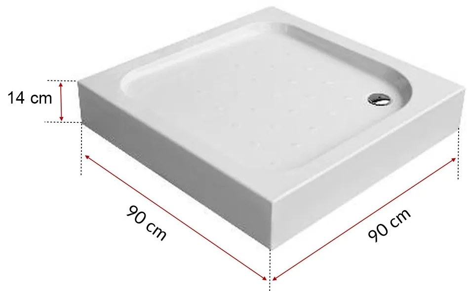 Klonberg 90x90 cm-es szögletes akril zuhanytálca 90x90 cm