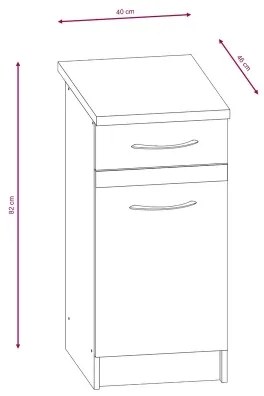 Konyhablokk VALERIA 180 cm sonoma tölgy/barna