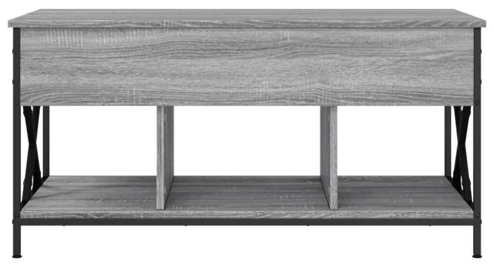 szürke sonoma szerelt fa és fém dohányzóasztal 100 x 55 x 50 cm