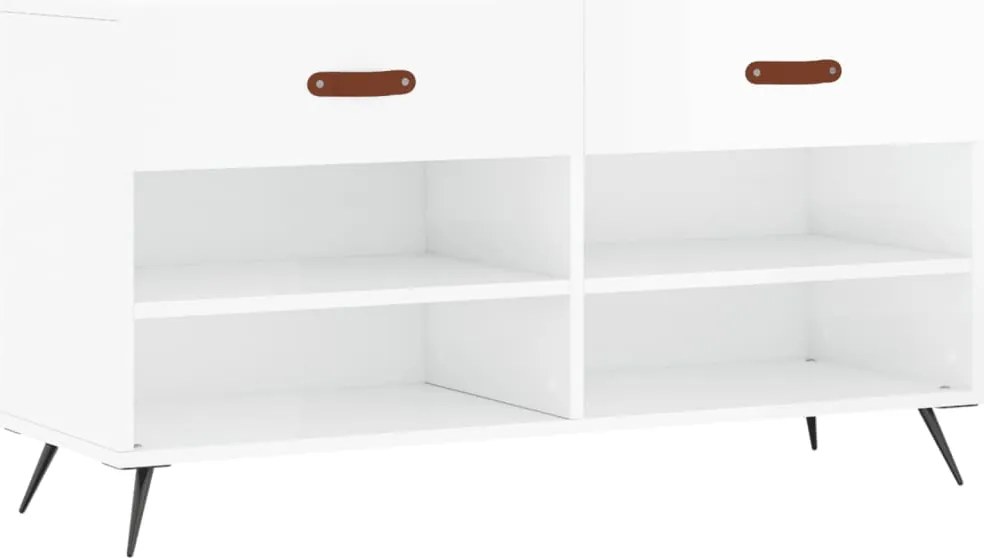 vidaXL magasfényű fehér szerelt fa cipőpolc 102x35x55 cm