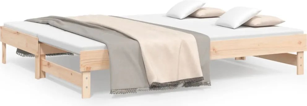 vidaXL tömör fenyőfa kihúzható kanapéágy 2 x (90 x 200) cm