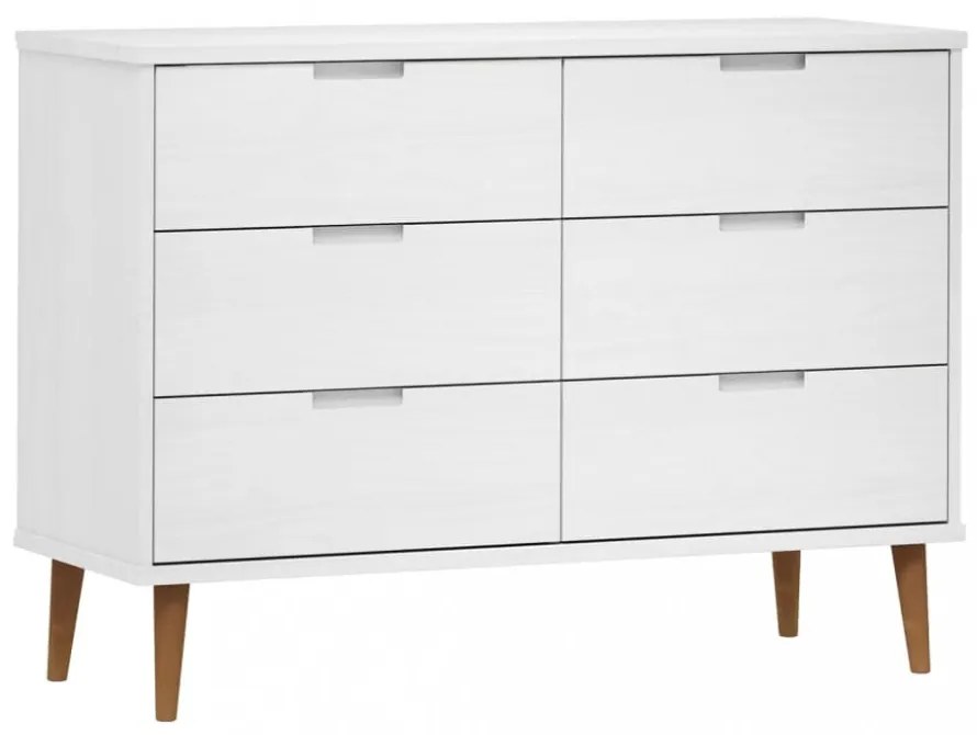 MOLDE fehér tömör fenyőfa fiókos szekrény 113 x 40 x 80 cm