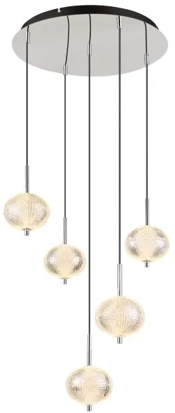 Globo 16042-5HC - LED Csillár zsinóron AIDA 5xLED/6,6W/230V 3000K/4500K/6500K