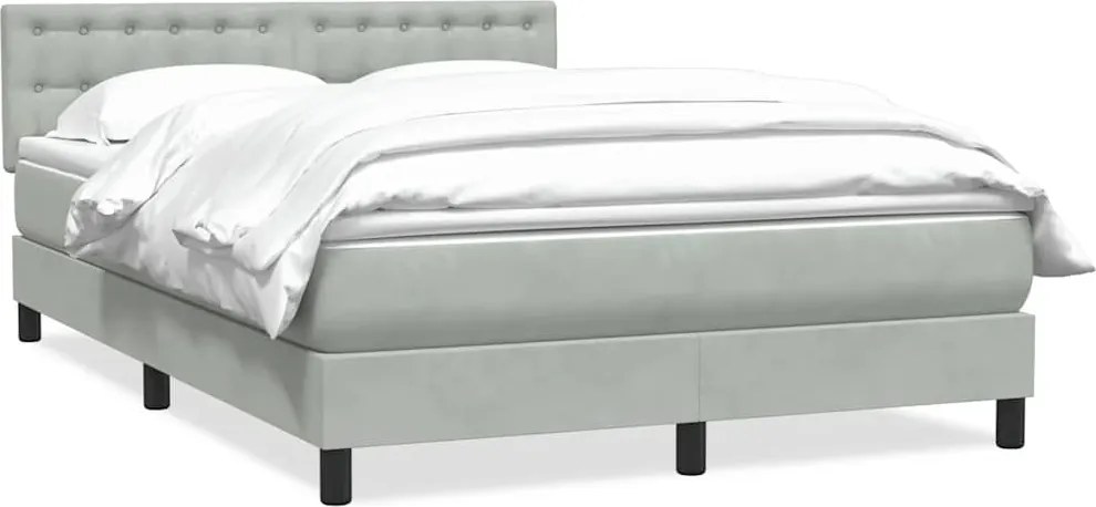 vidaXL világosszürke bársony rugós ágy matraccal 140x210 cm