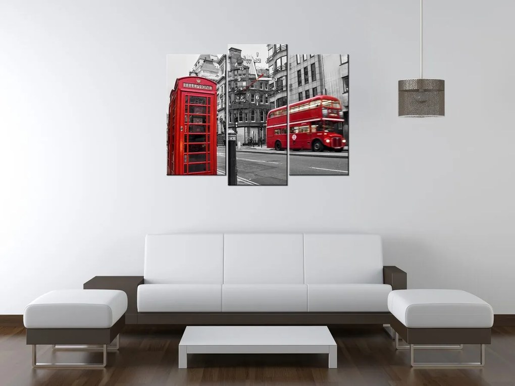 Gario Órás falikép Telefonfülke Londonban UK - 3 részes Méret: 30 x 90 cm