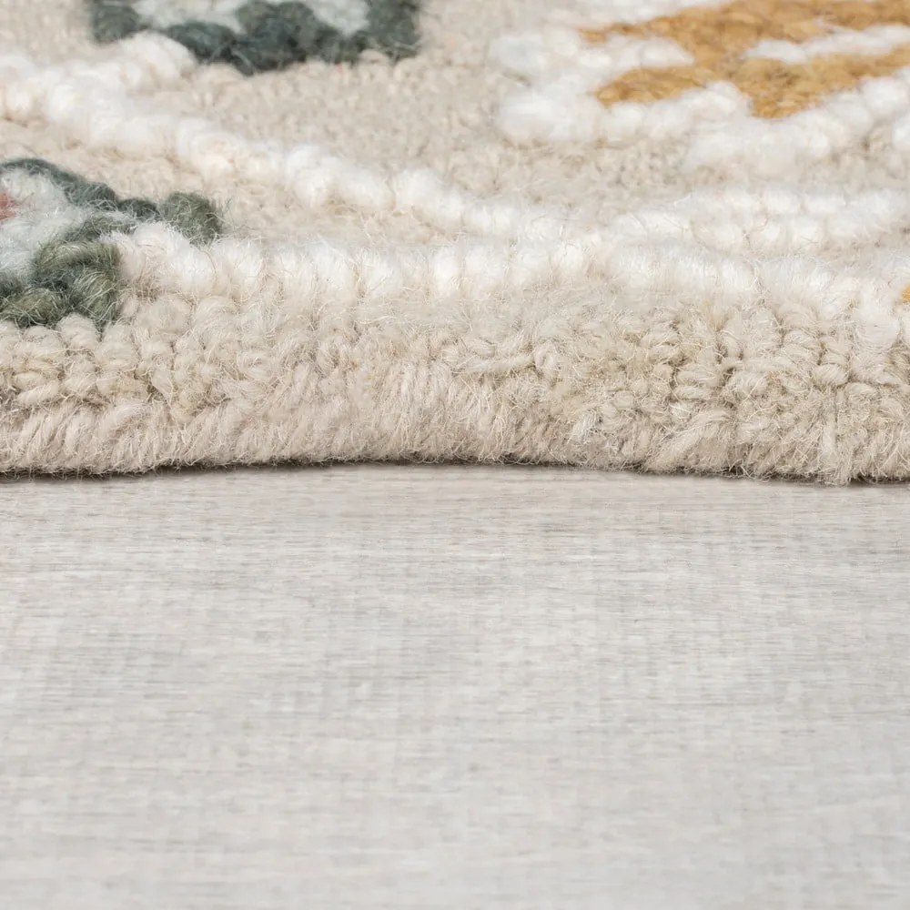 Világos rózsaszín kézi szövésű gyapjú szőnyeg 200x290 cm Daphne Shaped Floral – Flair Rugs