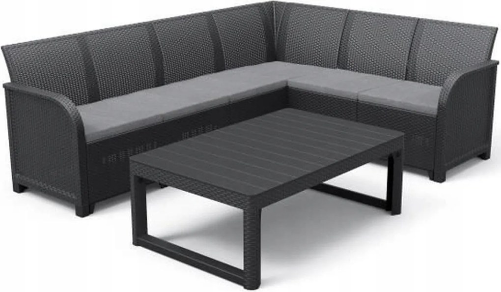 Allibert SanRemo Lyon kerti bútor 6 személyes, fekete/szürke