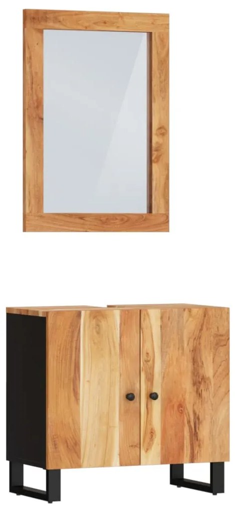 2 részes tömör akácfa fürdőszobai bútorszett