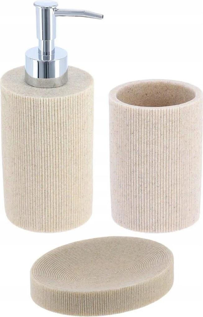 Fürdőszoba Szett 3 Részes Modern Bézs Fürdőszobai Szappan Szett