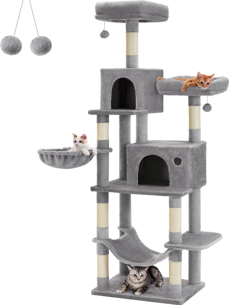 Macska kaparófa, nagy cicáknak, 60x60x199cm, szürke