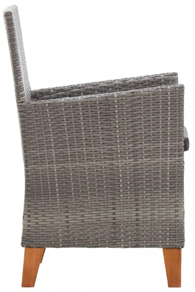 2 db szürke polyrattan kerti szék párnával