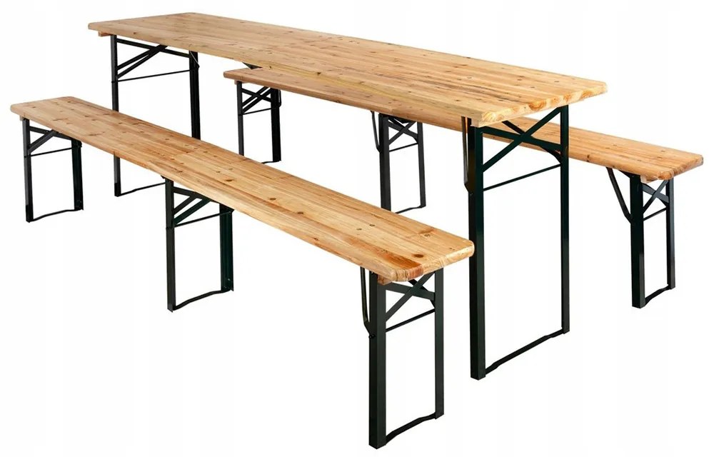 Fa kerti piknik asztal 2 paddal