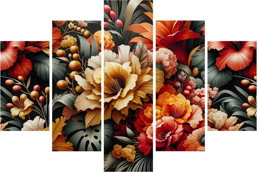 Kép - Narancs-vörös virágok (150x105 cm)
