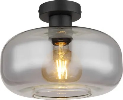 Globo 15566D Mennyezeti könnyűfém matt fekete, füstszínű üveg, ø: 280mm, M:205mm, nem tartozék: 1x E27 40W 230V