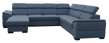 Ággyá nyitható ülőgarnitúra univerzális U-alakú sarokkal és tárolóval GRANADA kék