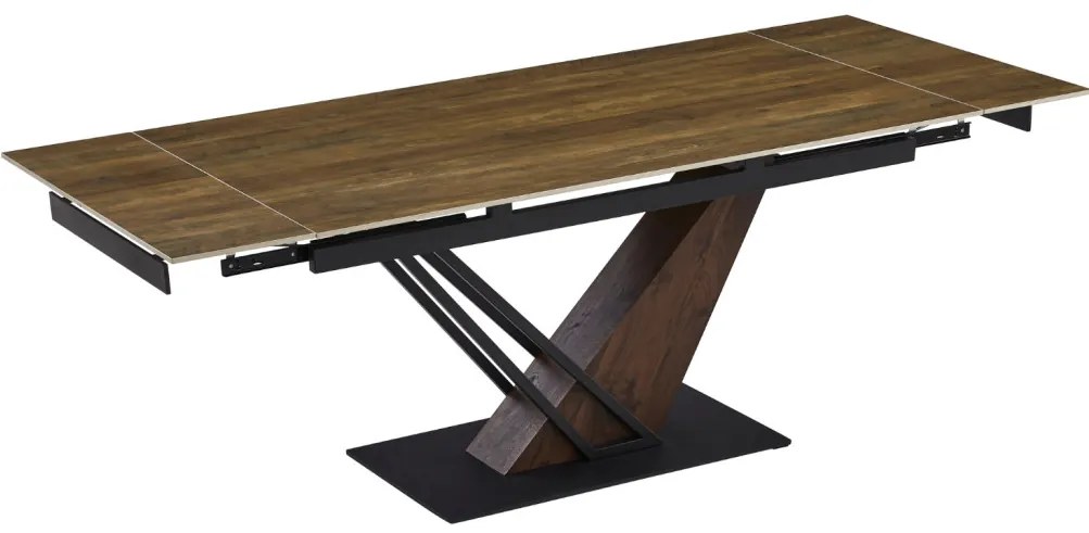 Bővíthető Étkezőasztal Sötét Tölgy/Fekete Színben. REX 160-220 cm