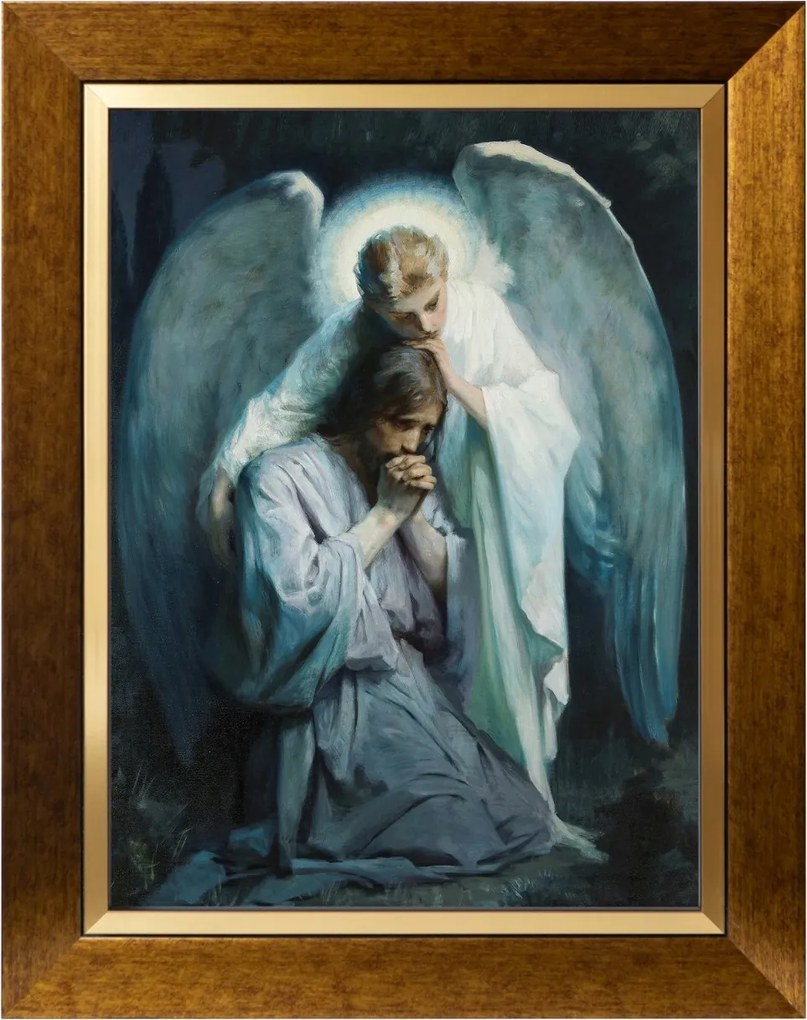 Jézus Angyal Szakrális Vászonkép Arany Díszített Keretben 30X40