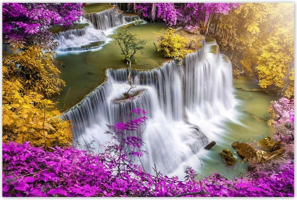 Poszterek 120x80 Lila a zuhatag körül