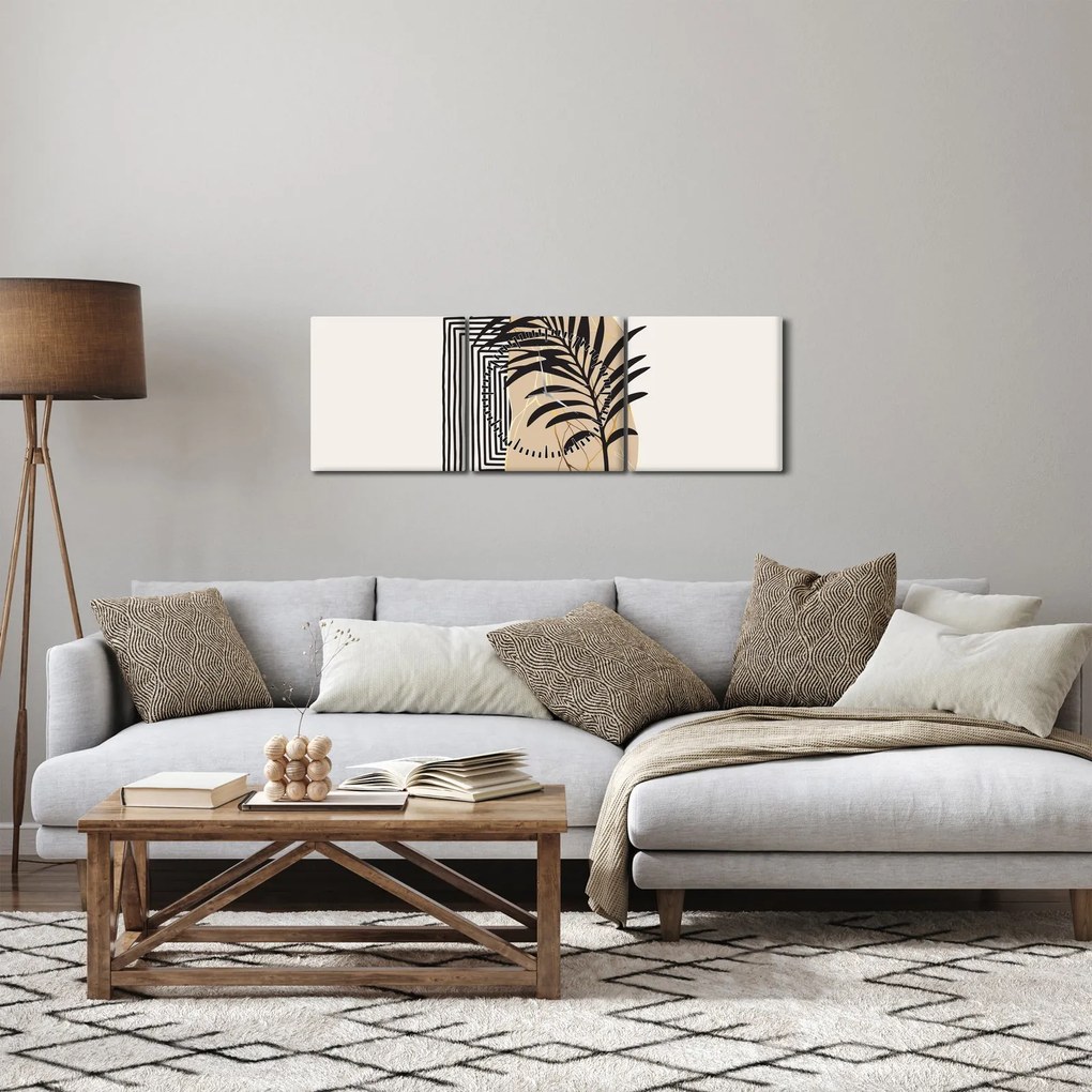Kép - Absztrakció trópusi levelekkel N⁰3 (órával) (90x30 cm)