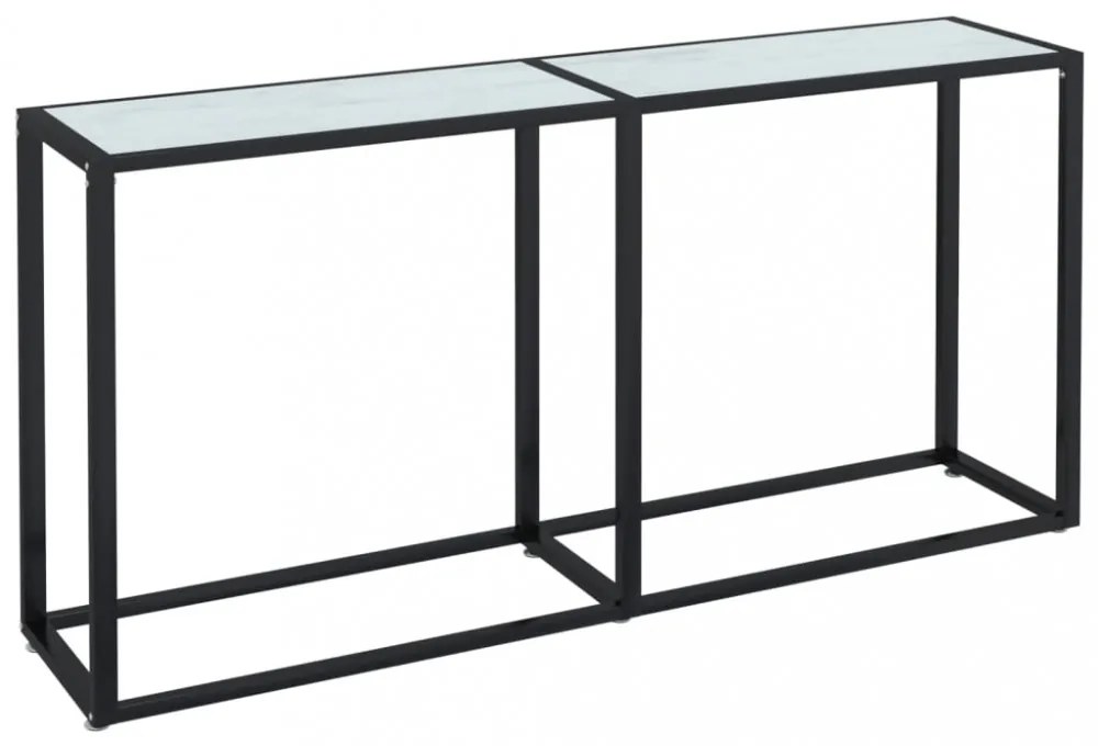 fehér márványszínű edzett üveg tálalóasztal 160 x 35 x 75,5 cm