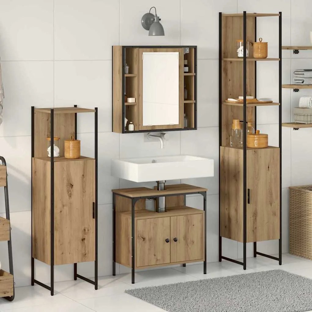 Fürdőszoba bútor szett polcokkal 4 pcs Artisan tölgy Faanyag