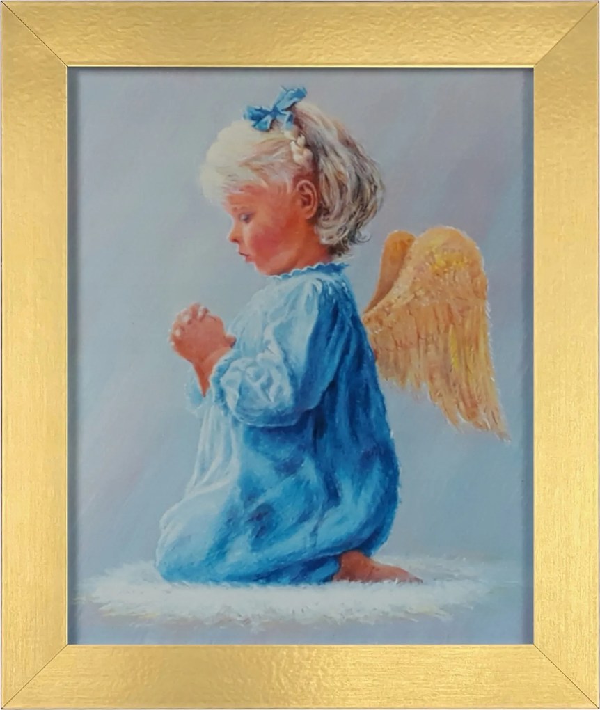 Vászonkép 30x25 Őrangyal Arany Keret Keresztelő Áldozás