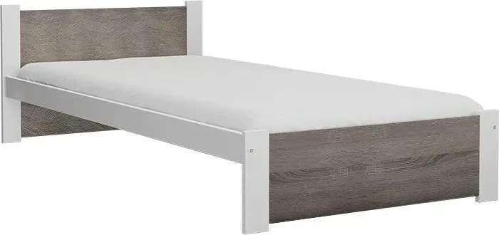 Ágy IKAROS 80 x 200 cm, fehér/szarvasgomba tölgy Ágyrács: Lamellás ágyrács, Matrac: Deluxe 10 cm matrac
