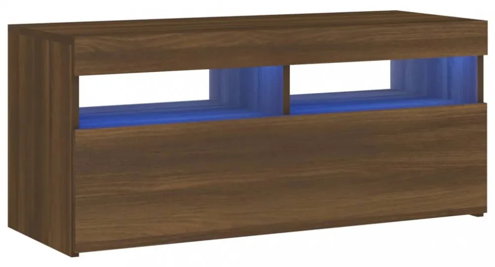 barna tölgyszínű TV-szekrény LED-világítással 90 x 35 x 40 cm