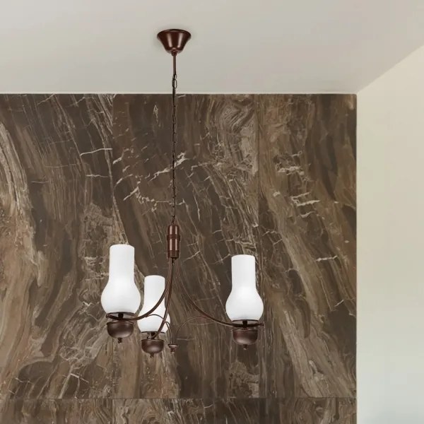 Brilagi - LED láncos csillár COTTAGE 3xE14/40W/230V bükk/barna/fehér