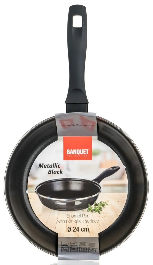 Banquet METALLIC Black 24 cm-es smaltált serpenyő,tapadásmentes felülettel, 24 cm
