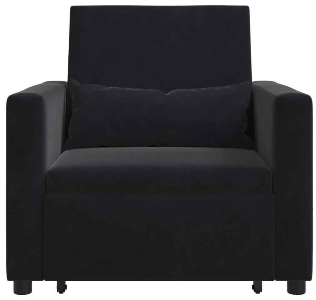 Egyszemélyes kanapéágy Fekete 90 x 165 x 87 cm Bársony