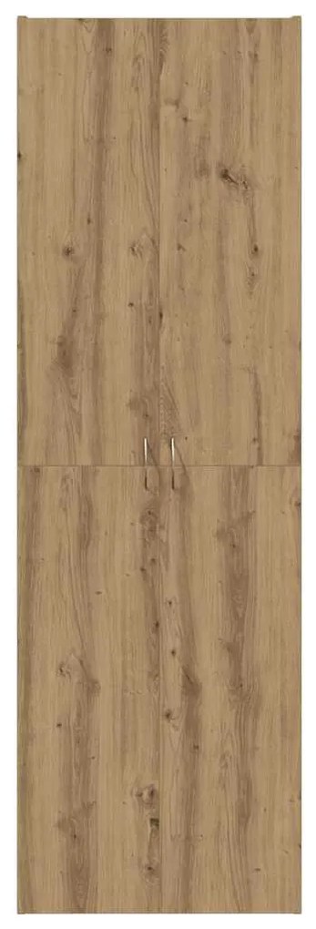kézműves tölgy színű szerelt fa magasszekrény 60 x 32 x 190 cm