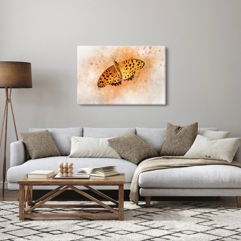 Kép - narancssárga pillangó, akvarell (90x60 cm)