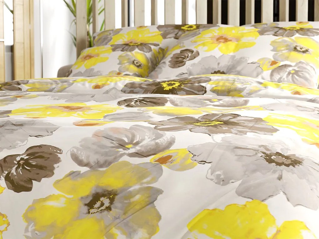 Mikroszálas ágyneműhuzat FEONELLE sárga-szürke Ágyneműhuzat mérete: 2 db 70 x 90 cm | 200 x 220 cm