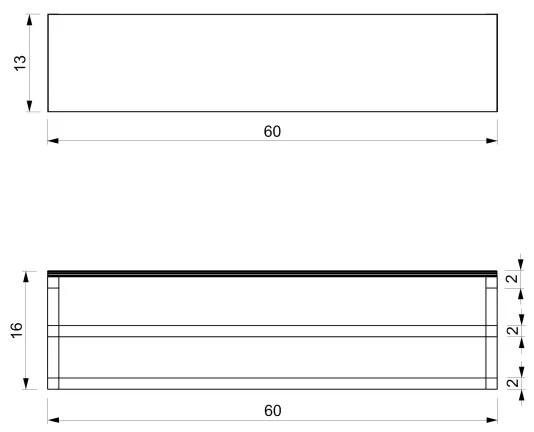 Fali törölközőtartó polccal 14x60 cm fehér