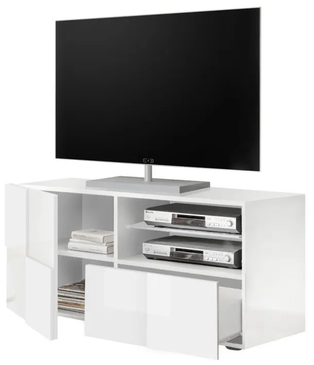 DAMA Kis Fehér TV Szekrény 1 ajtós 1 fiókos 121cm